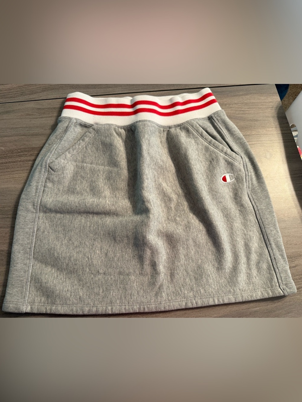 Champion Grey Athletic Skirt with White and Red Waistband
